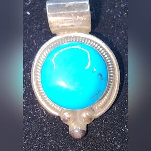 Sterling Silver & Turquiose Pendant, Signed